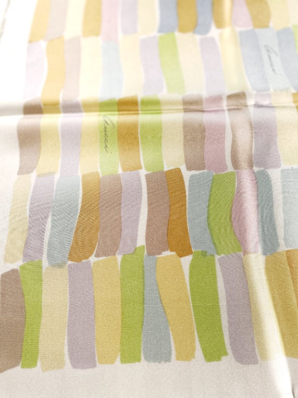 Vintage Gucci Silk Scarf 34” Painterly Stripe Italy Hand Rolled Hem - Picture 9 of 15